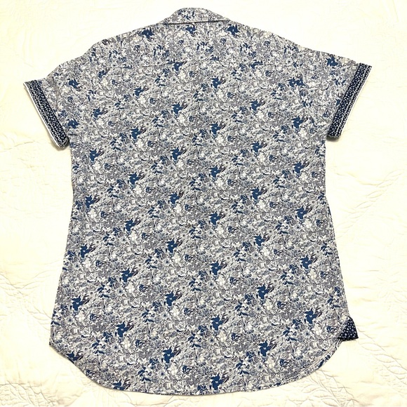 NWT COTTON SOFT RELAXED FLORAL PRINT SHIRT SLEEVE BUTTON UP SHIRT - Picture 2 of 15
